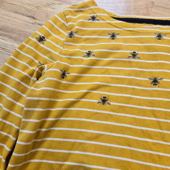 Joules Harbour Print Boat Neck Mustard Yellow Bee Stripe Long Sleeve Shirt US 4 - Picture 4 of 10